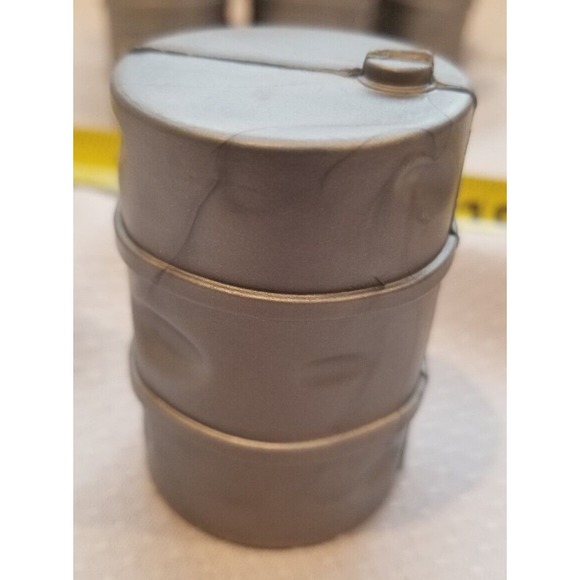 Lot of 9 Gray Barrels for Train Sets Play Sets Cake Decorating Crafts - Picture 7 of 10